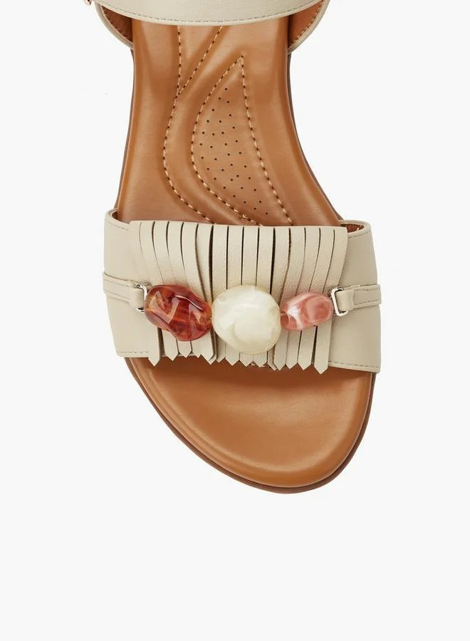 Le Confort BEIGE Women Stone Embellished Sandals for Women | Best Price UAE